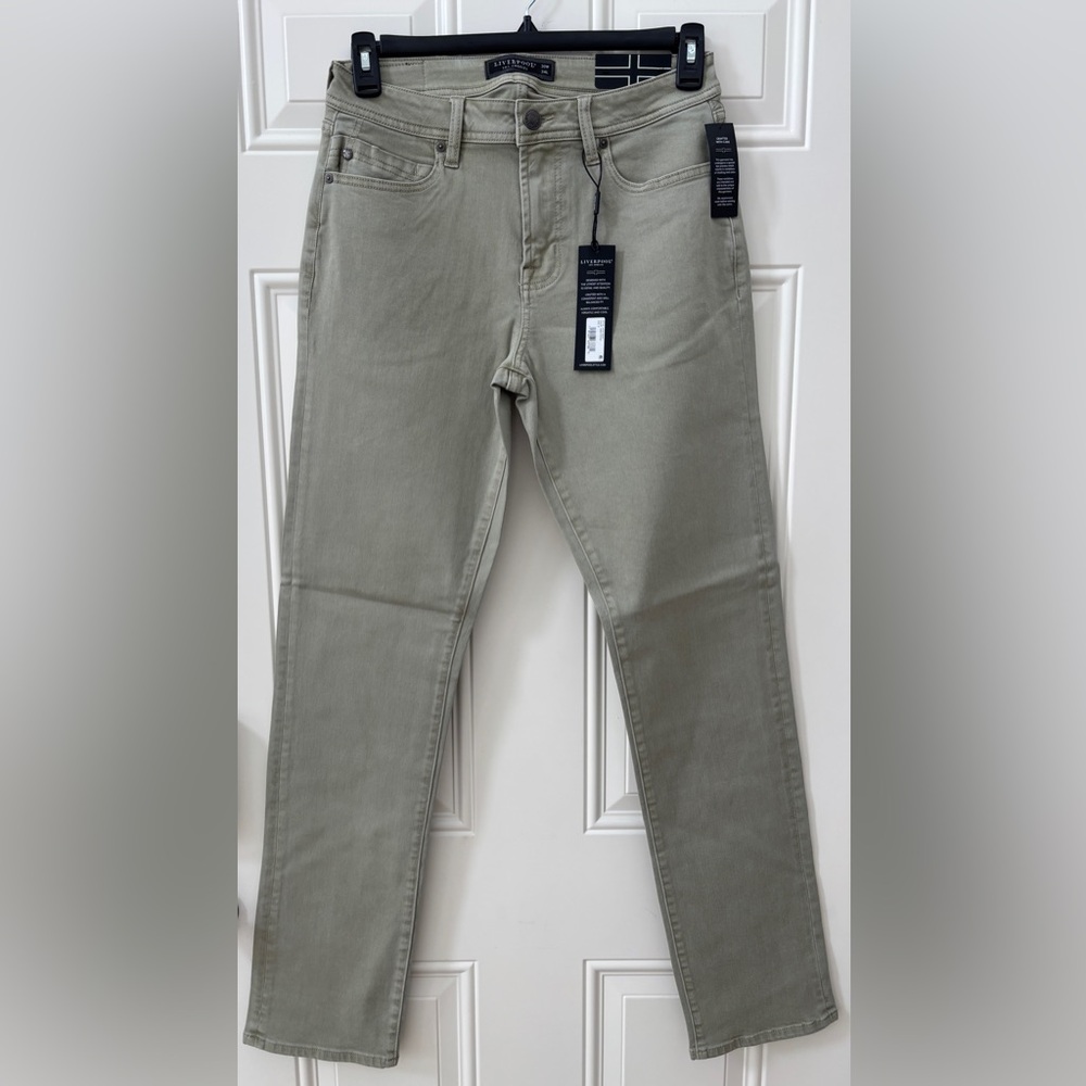 NWT Liverpool Men's 30W/34L Gray Green Regent Relaxed Straight Jeans